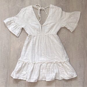 Billabong Cream Gauzy Boho Tie Back Dress Sz Lg